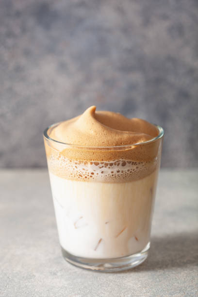 istock dalgona coffee in glass. trendy Instant coffee whipped with sugar and hot water 1248955237