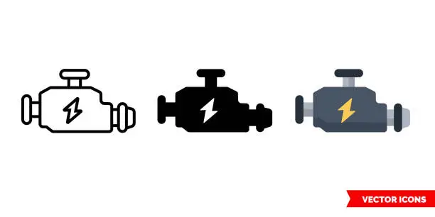 Vector illustration of Engine icon of 3 types. Isolated vector sign symbol