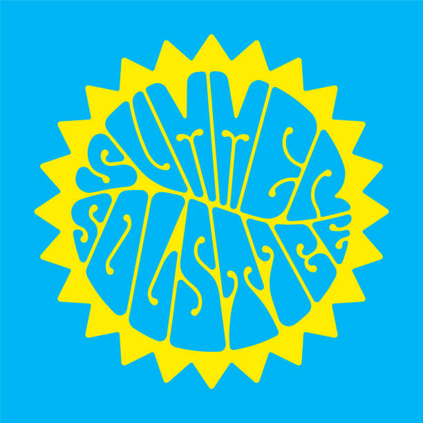 illustrazioni stock, clip art, cartoni animati e icone di tendenza di scritte in solstizio d'estate - solstizio-destate