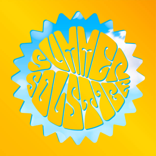 illustrazioni stock, clip art, cartoni animati e icone di tendenza di scritte in solstizio d'estate - solstizio-destate