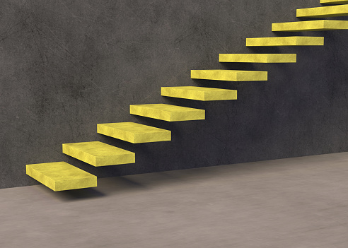 stairs, yellow, background, 3d rendering