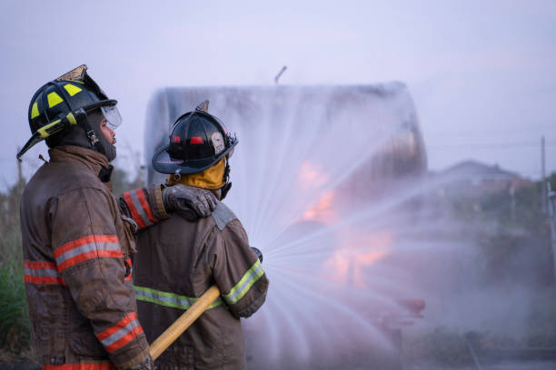 istock Firefighters fight against the raging fire from the fuel tank. 1248968041