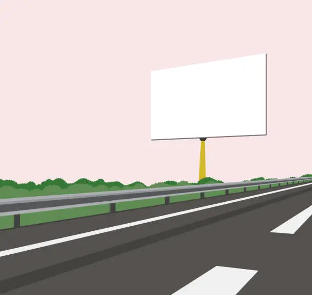 Vector illustration of Blank billboard and highway - vector illustration