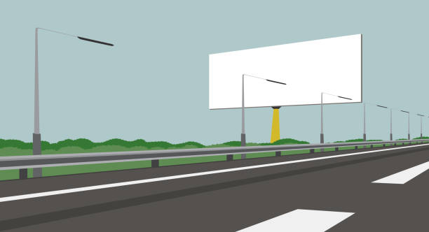 pusty billboard i autostrada - ilustracja wektorowa - crash barrier obrazy stock illustrations