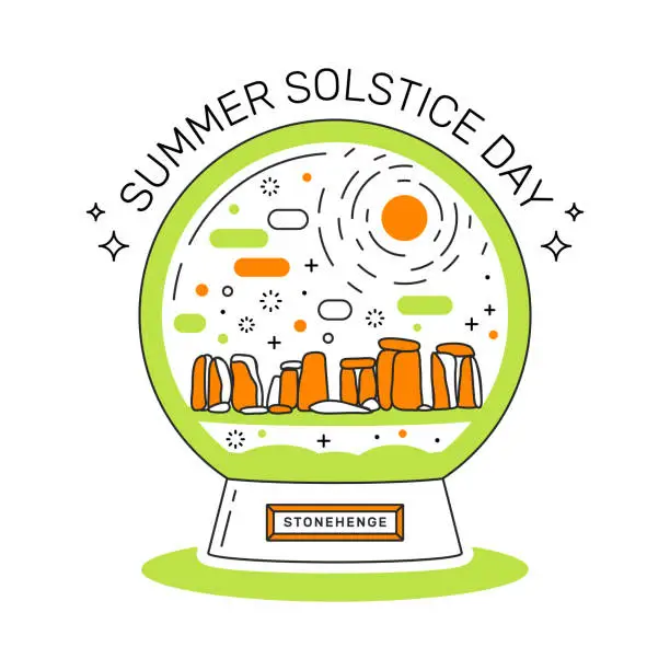 Vector illustration of Summer solstice concept.