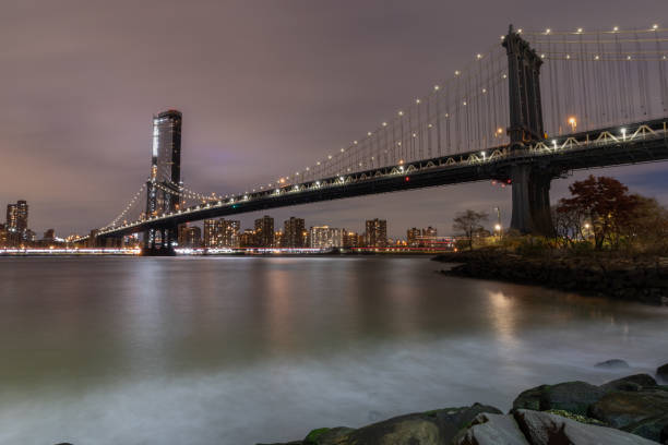 istock Manhattan Bridge at night as seen from Brooklyn Bridge Park. 1248972399