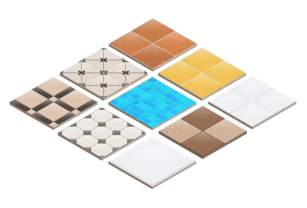 3d изометрические плитки - porcelain tiles stock illustrations