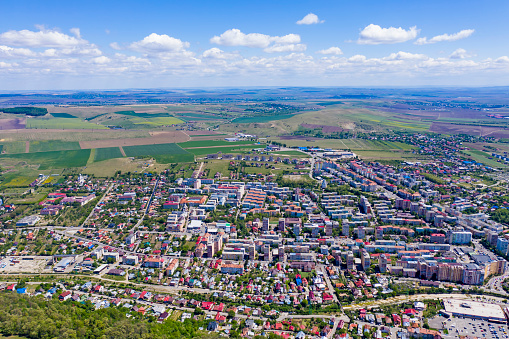 Aerial view of summer city, Piatra Neamt in Romania