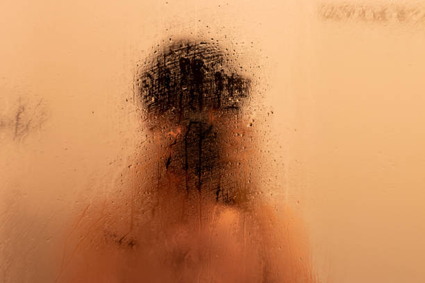 istock Man take picture mirror wet dew blur textured 1248978014