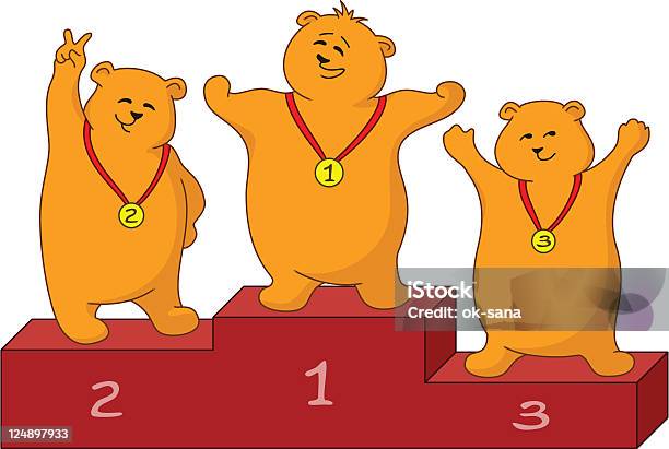 Teddy Bears Sportsmans — стоковая векторная графика и другие изображения на тему International Multi-Sport Event - International Multi-Sport Event, Выигрывать, Животное
