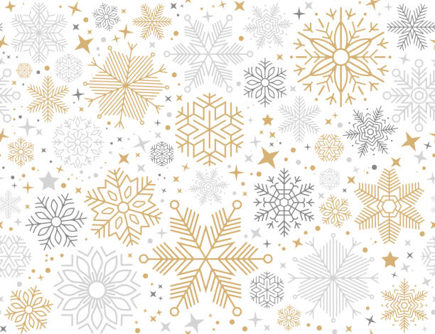 ilustraciones, imágenes clip art, dibujos animados e iconos de stock de patrón sin costuras copos de nieve - snow flakes