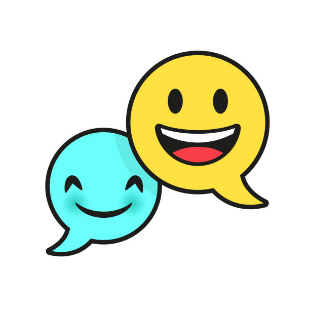 Speech bubbles emoticons Speech bubbles emoticons relieved face stock illustrations