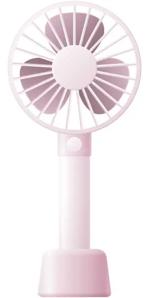 Vector illustration of portable fan with charger (pink)