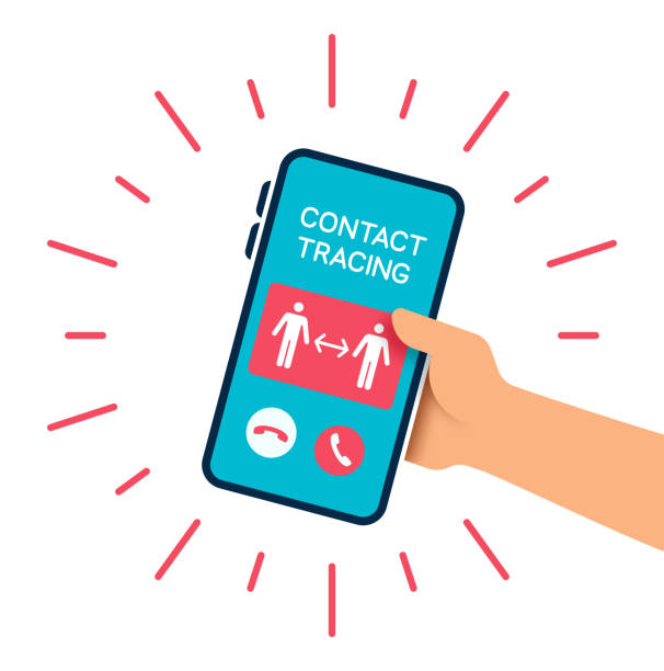 Contact Tracing Telephone Call Pandemic coronavirus COVID-19 contact tracing phone call. 999 call center stock illustrations