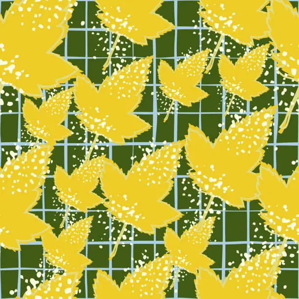 Vector illustration of Yellow maple leaves seamless pattern. Autumn leaf wallpaper.