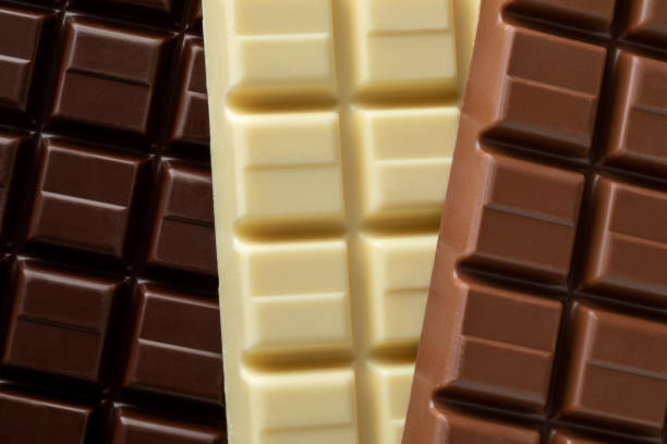 Bar of white, dark and milk chocolate Whole bar of white, dark and milk chocolate close up full frame milk chocolate stock pictures, royalty-free photos & images