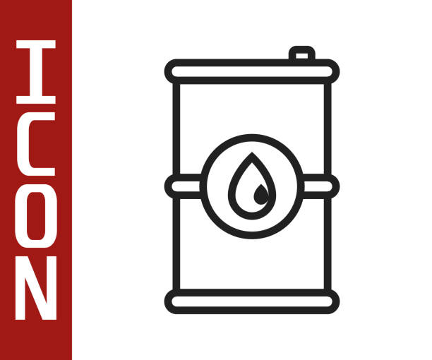 흰색 배경에 격리 된 검은 줄 배럴 오일 아이콘. 벡터 일러스트레이션 - gas fuel pump symbol metal stock illustrations