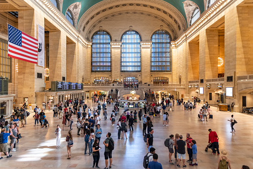 New York, USA - September 31, 2018: Grand Central Terminal. This historical train station largest train station in the world by number of platforms. Grand Central Terminal, Manhattan, New York.