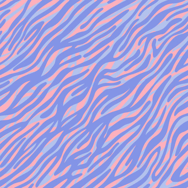 ilustrações de stock, clip art, desenhos animados e ícones de zebra striped lines fur skin print texture seamless pattern. animal background. abstract curved lines ornament. geometric shapes. good for textile, fabric, fashion design. - listrado ilustrações