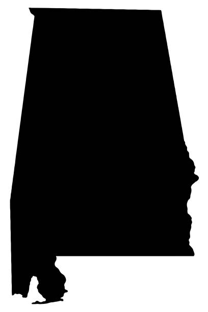 vector illustration of Alabama state map vector graphic, black silhouette of the state of Alabama alabama stock illustrations