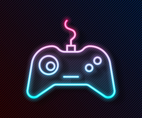 only trim static Glowing Neon Line Gamepad Icon Isolated On Black Background Game Controller  Vector Illustration Stock Illustration - Download Image Now - iStock