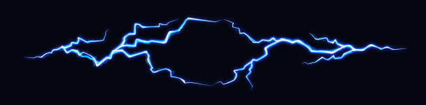 istock Vector Illustration of Two Abstract Electic Thunderbolts on Black Background. Power Energy Charge Thunder Shock 1248995436