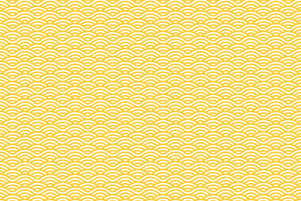 Vector Seamless Pattern with White and Yellow Stripes. Sea Waves Texture. Noodle and Pasta Abstract Background Concept Vector Seamless Pattern with White and Yellow Stripes. Sea Waves Texture. Noodle and Pasta Abstract Background Concept. squamata stock illustrations