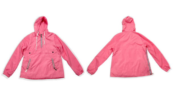 istock pink fashionable raincoat isolated on a white background 1248997460