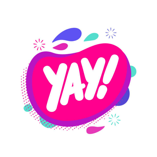 ilustraciones, imágenes clip art, dibujos animados e iconos de stock de yay. banner de letras vectoriales. - regocijo