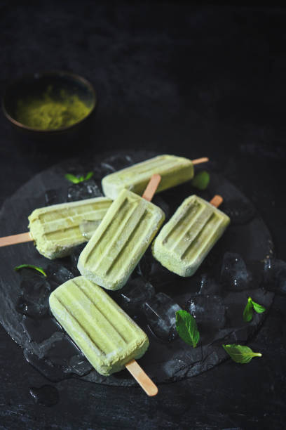 istock Matcha Green Tea Yogurt Ice Cream on Stick 1249007488