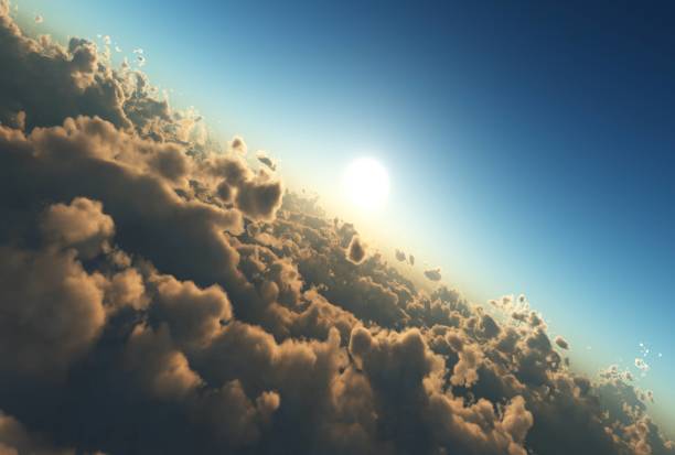 istock Flying above the clouds, clouds view from above, the sun above the clouds 1249008591