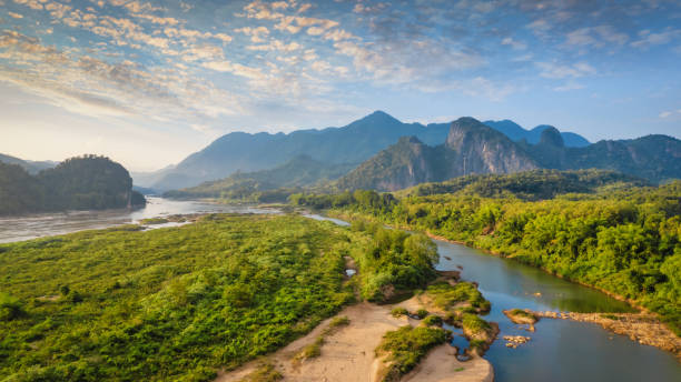istock Panorama Laos Mekong River Pak Ou Scenic Landscape 1249011606