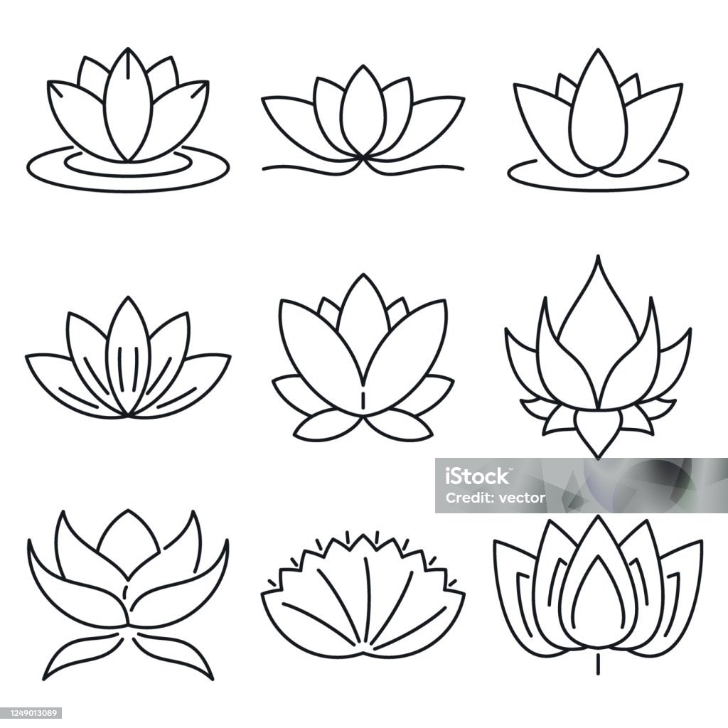 Bộ Biểu Tượng Hoa Sen Kiểu Phác Thảo Hình minh họa Sẵn có - Tải ...