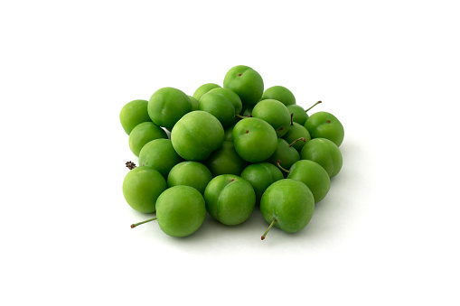 Greengage plums isolated on white background