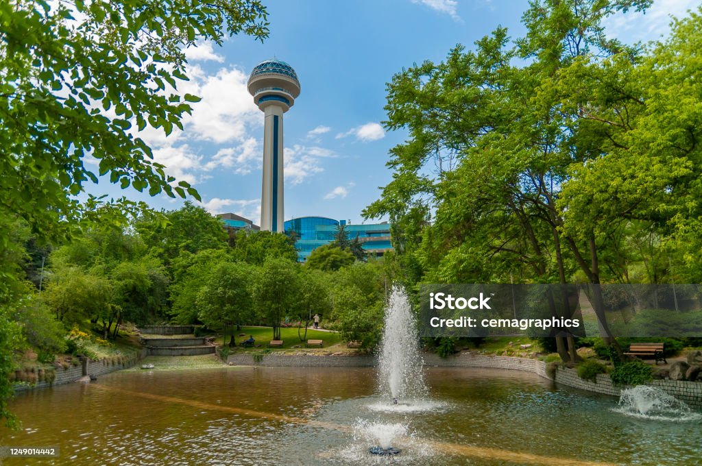 Atakule Tower View with Botanical Garden in Capital City Ankara, Turkey Ankara - Turkey Stock Photo