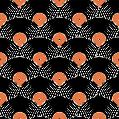 Vintage Vinyl Record Seamless Pattern