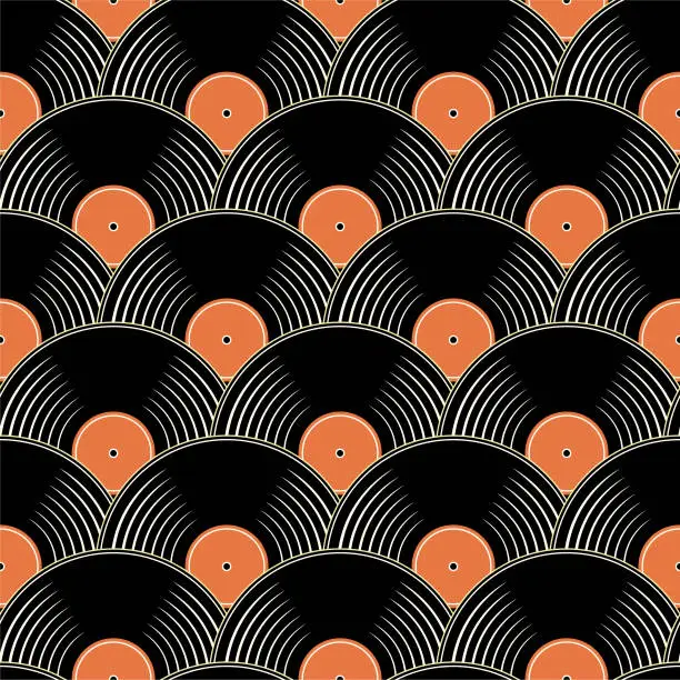 Vector illustration of Vintage Vinyl Record Seamless Pattern