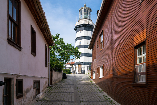 Lighthouse on the breakwater. Istanbul, Kadikoy, Haydarpasa