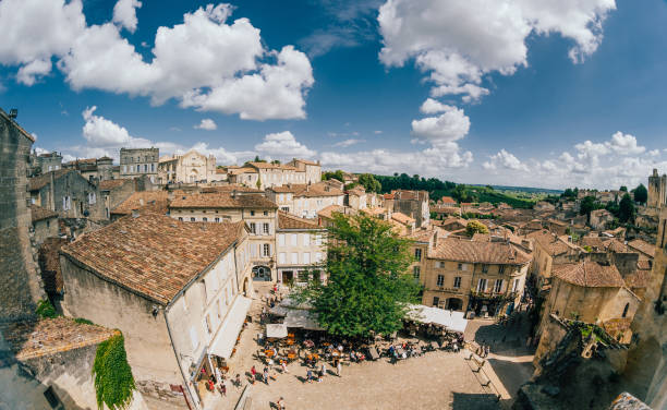 Old town of Saint-Emilion, view from above Rooftops of Saint-Emilion, Aquitaine, France saint emilion photos stock pictures, royalty-free photos & images