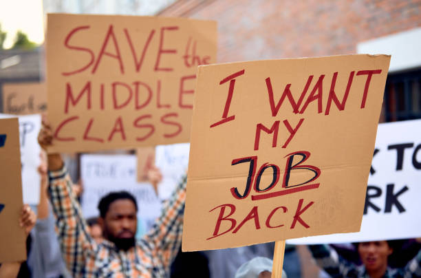 istock Street demonstrations due to mass unemployment. 1249018274
