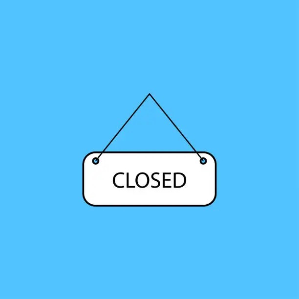 Vector illustration of Sign closed in flat style on blue background.Vector illustration.Icon.