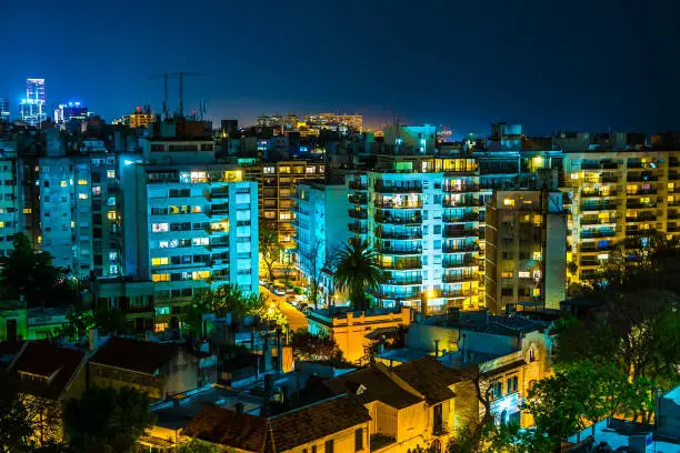 Photo of Panoramic view over Montevideo in Uruguay at night