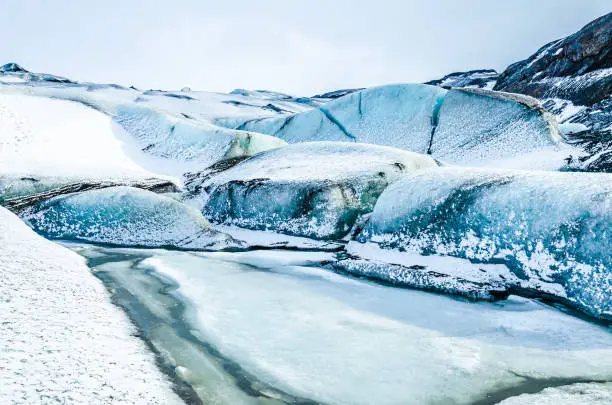 Landscape of the ice cap at Myrdalsjokull Glacier in Iceland