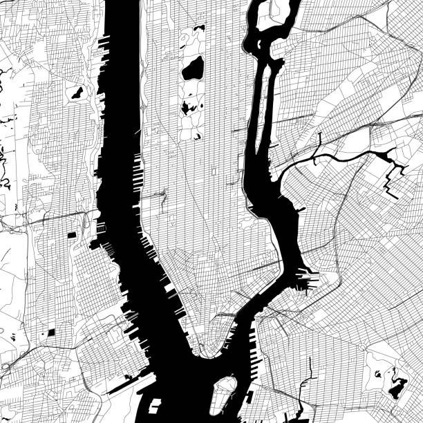 ilustrações de stock, clip art, desenhos animados e ícones de new york city - manhattan vector map - east river illustrations