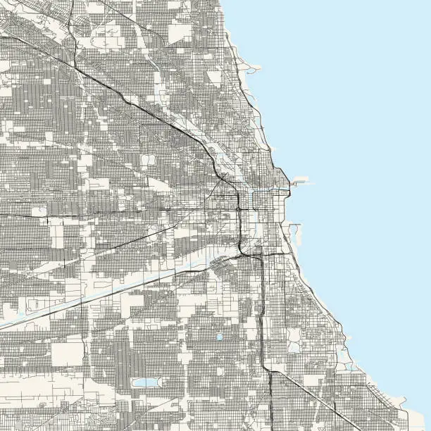 Vector illustration of Chicago Illinois - Vector Map