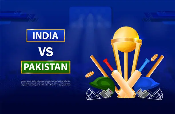 Vector illustration of Colorful India versus Pakistan cricket poster