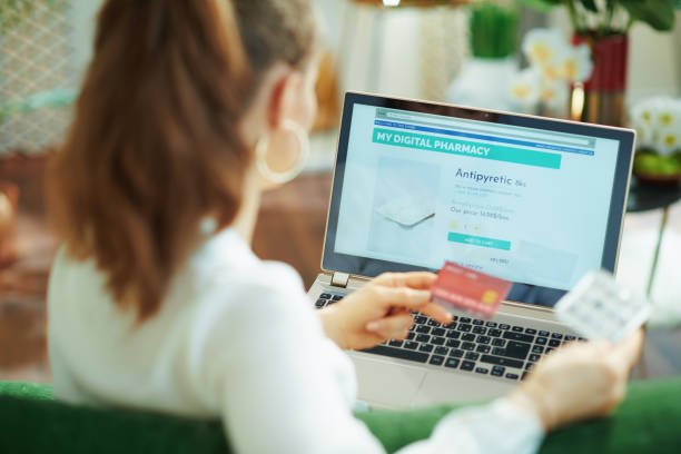 istock modern woman with empty blister buying pharma 1249041691