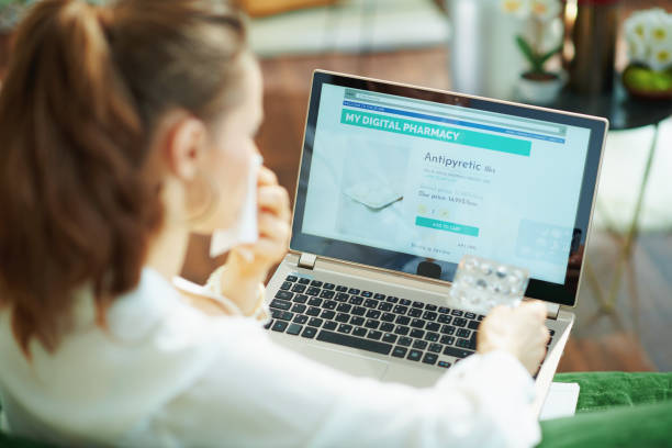 istock ill woman with empty blister ordering medicine online 1249041692