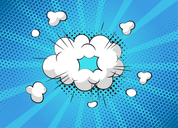 illustrations, cliparts, dessins animés et icônes de effets sonores de bulle de super-héros de dessin animé sur le fond bleu. - comic book bomb cartoon blue