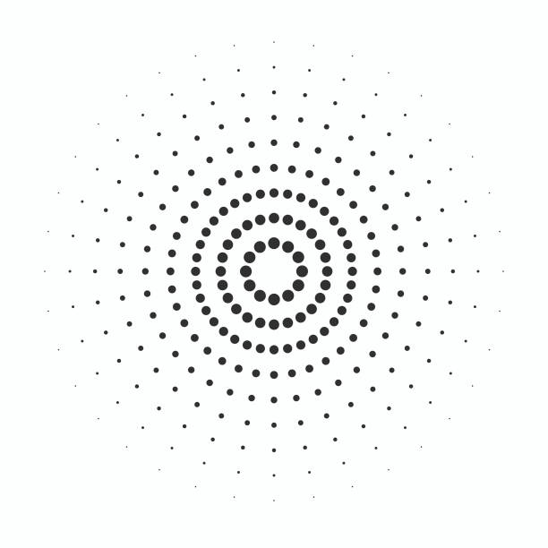 czarne pierścienie dźwięk fali i linii z punktami w kole. - concentric stock illustrations